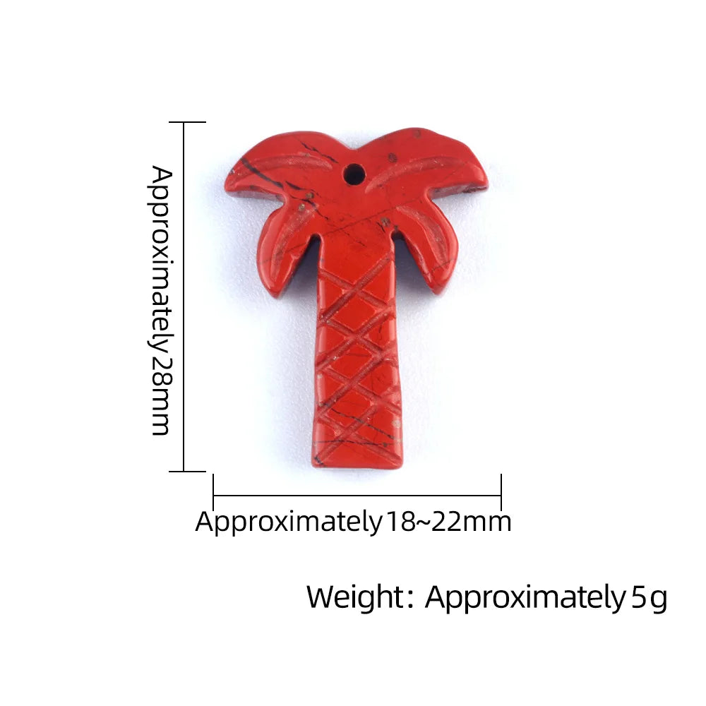 Natural Crystal Coconut Tree Statue – Carved Healing Stone Ornament with Pendant Hole