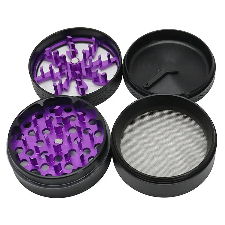63mm Aluminum Alloy Grinder – 4-Layer Metal Herb & Spice Crusher with LED Lighting (5 Colors)