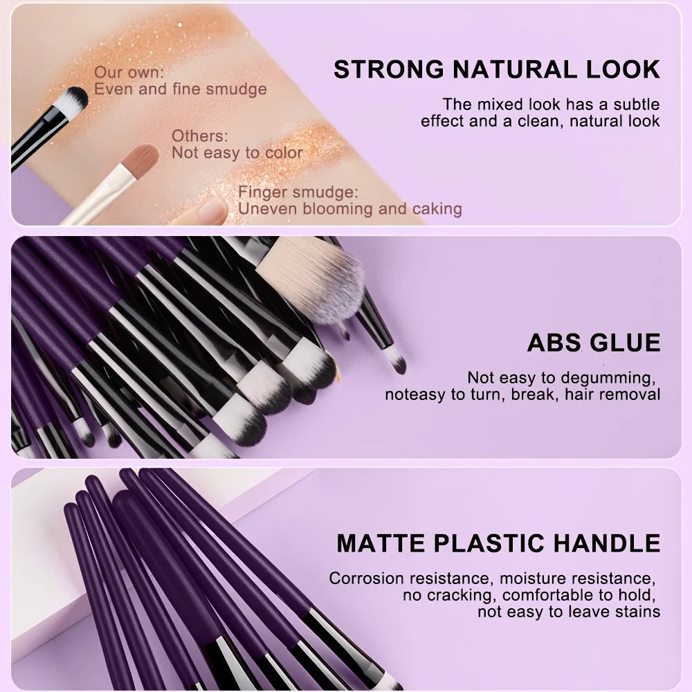 8/20-Piece Eye Makeup Brush Set – With Optional Sponges & Puffs