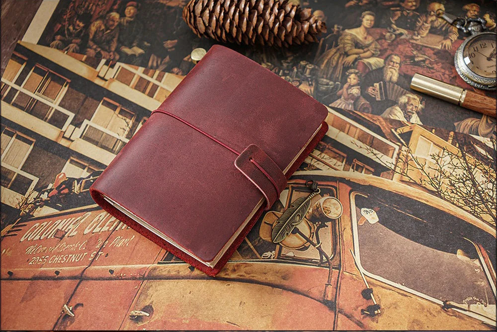 Genuine Leather Refillable Travel Journal – Handmade Retro Diary & Sketchbook