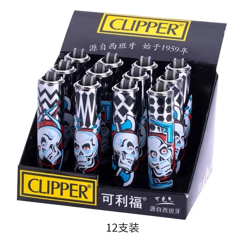 Metal Clipper-Style Butane Lighter – Sand Wheel Igniter (12-Pack)