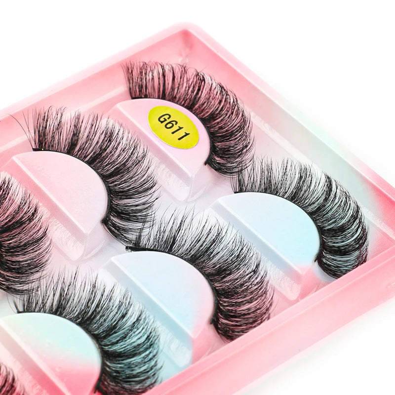 False Eyelash Kit – 3/5 Pairs Fluffy Mink Lashes with Tweezer & Brush