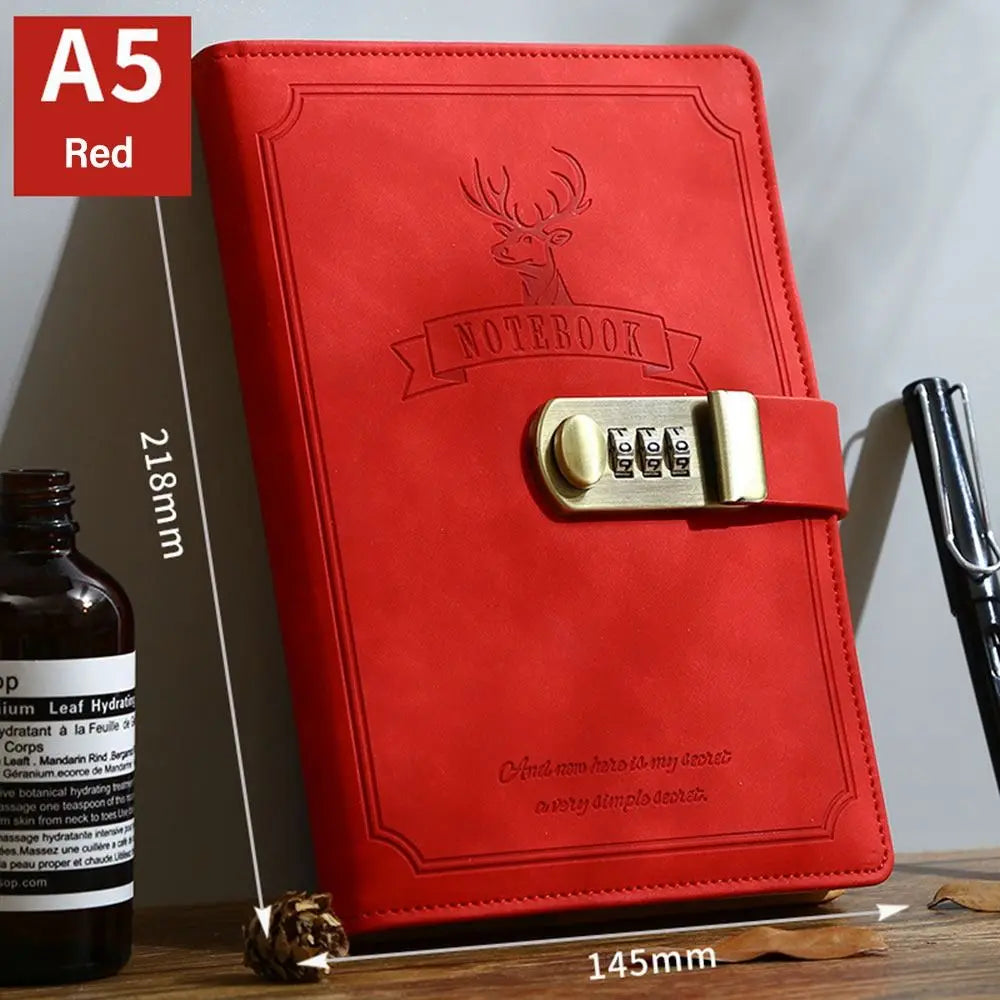 A5 Retro Password Lock Notebook – 200 Sheets Creative Thickened Diary & Stationery