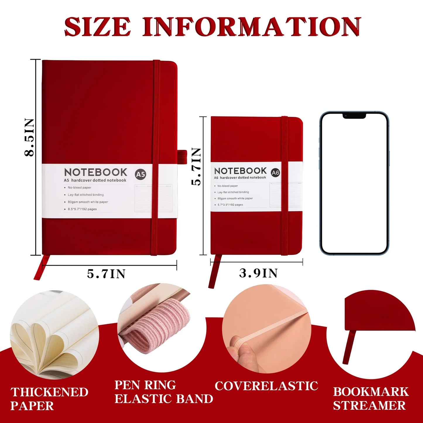 A5/A6 Strap Notebook – Sketchbook, Journal & Writing Pad for School or Office