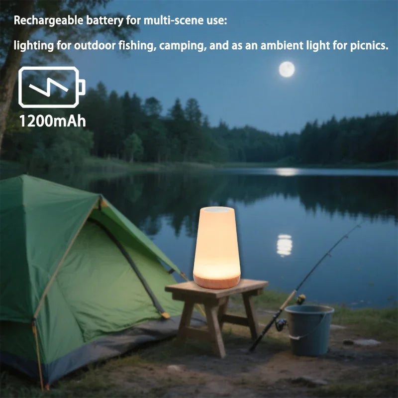 Portable Bedside Table Lamp – Touch & Remote Control, USB Rechargeable