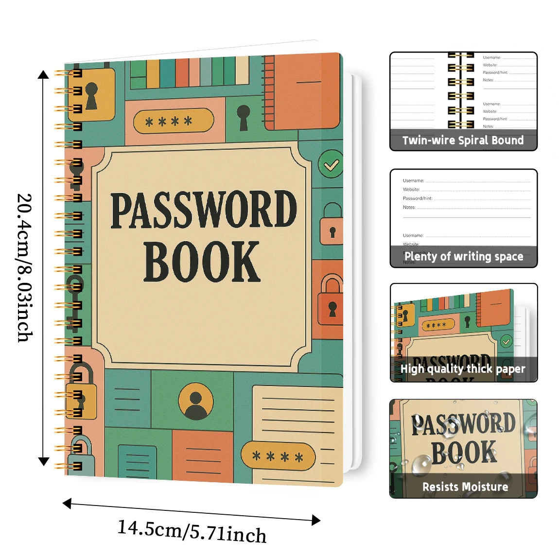 A5 Password Book – Internet Account & Login Organizer