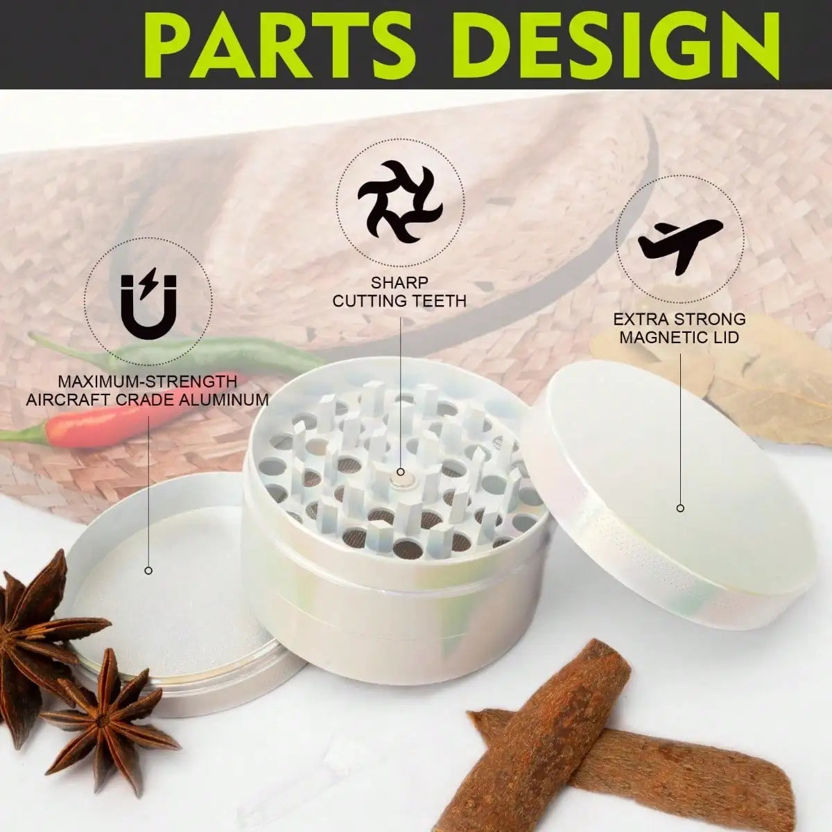 1.6/2 Inch 4-Layer Metal Herb & Spice Grinder