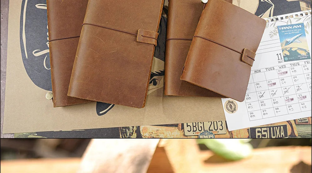 Genuine Leather Refillable Travel Journal – Handmade Retro Diary & Sketchbook