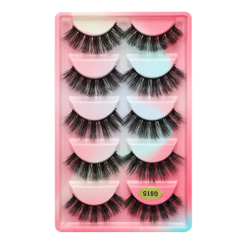 False Eyelash Kit – 3/5 Pairs Fluffy Mink Lashes with Tweezer & Brush