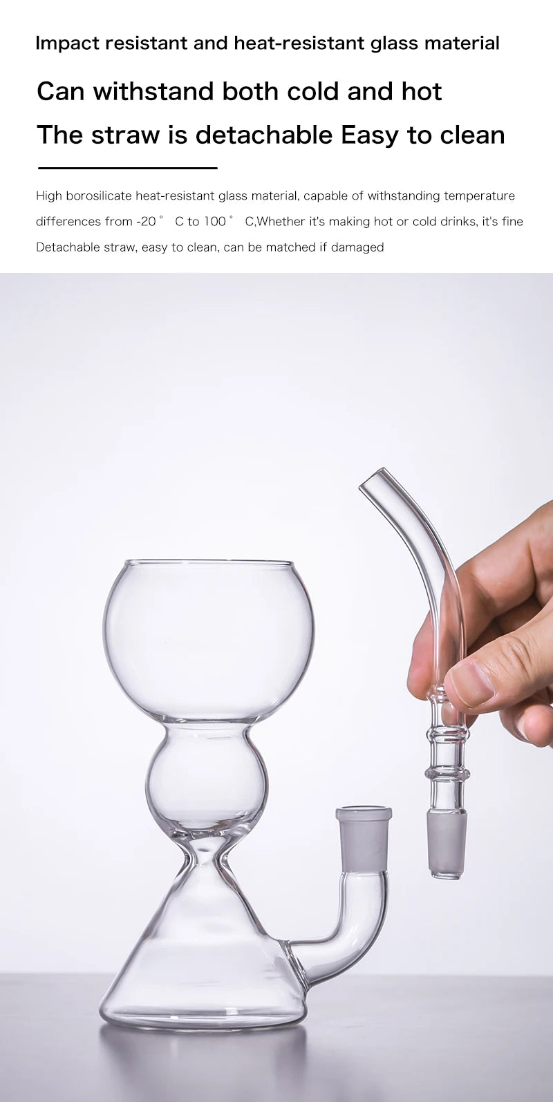 Inmeet Absinthe Glass – Heat-Resistant Borosilicate Cocktail Cup with Straw