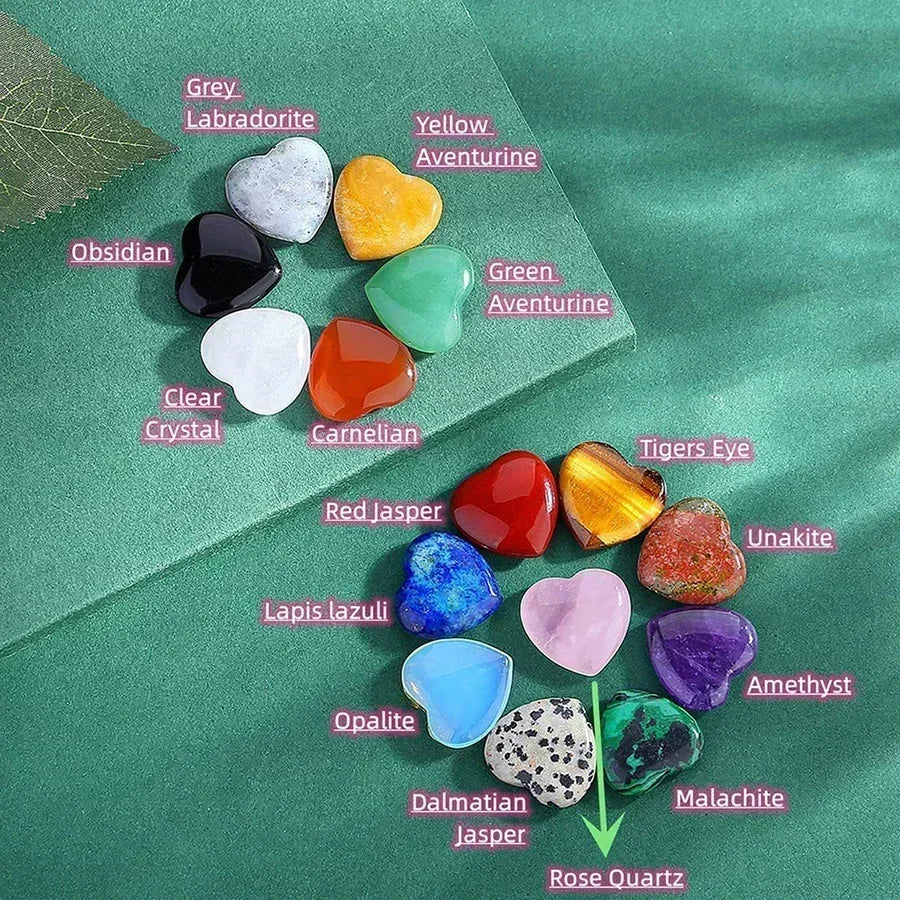 Heart-Shaped Natural Crystal Stones – Amethyst, Agate & Mineral Healing Specimens (10/20/30PCS, 20mm)