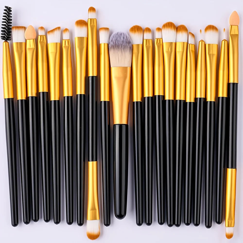 8/20-Piece Eye Makeup Brush Set – With Optional Sponges & Puffs
