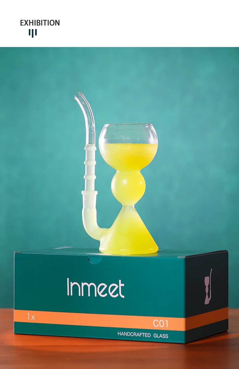 Inmeet Absinthe Glass – Heat-Resistant Borosilicate Cocktail Cup with Straw