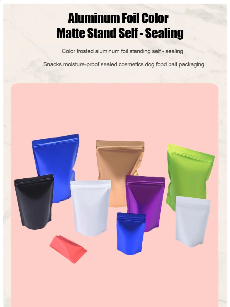 50pcs Custom Printed Resealable Mylar Bags – Stand Up Ziplock Pouches