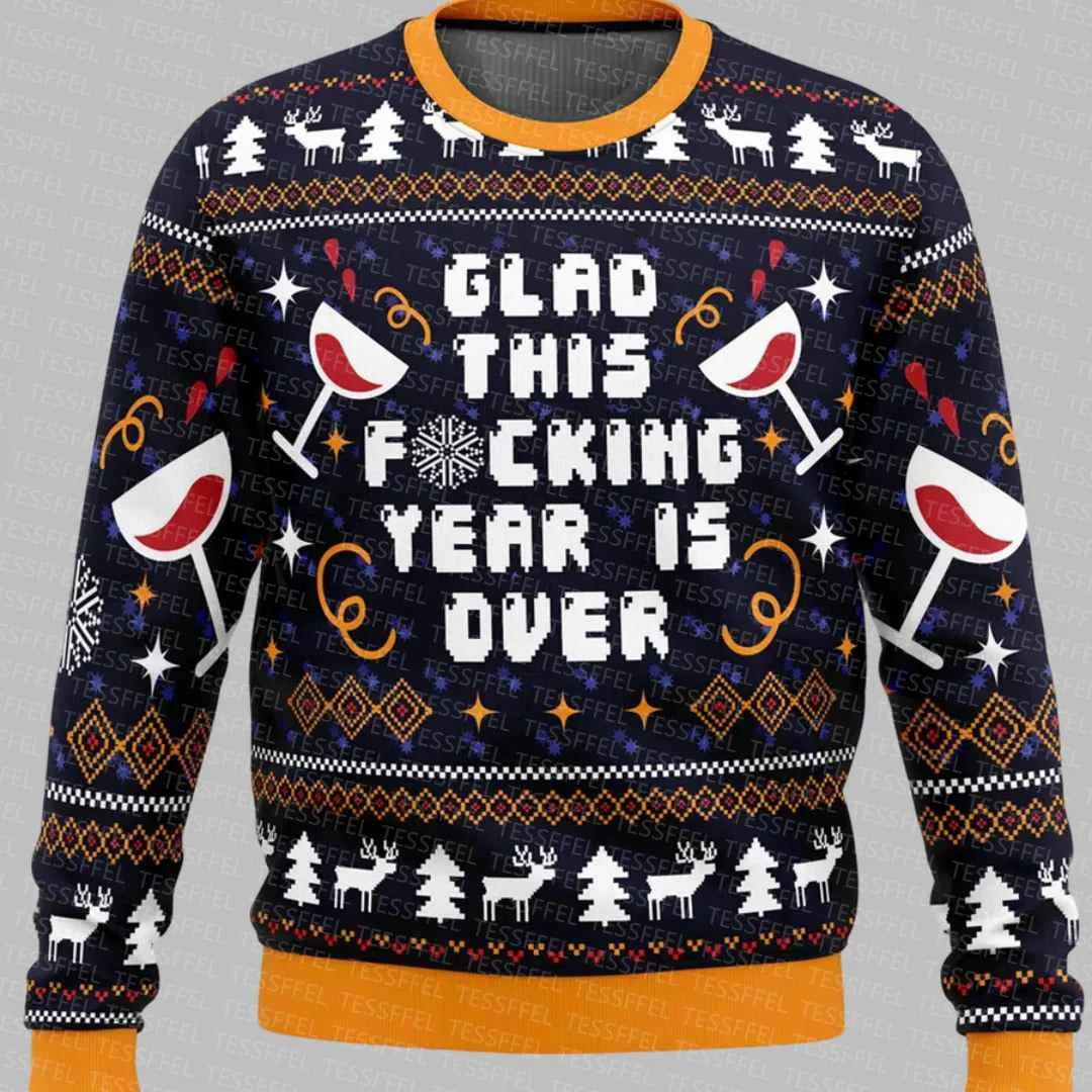 3D Christmas Cosplay Ugly Sweater – Santa, Jesus & Anime Print Holiday Pullover