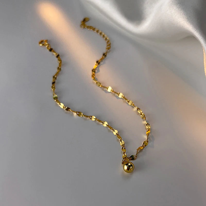 Minimalist Silver Bead Anklet – Women’s Summer Beach Flat Chain Bracelet