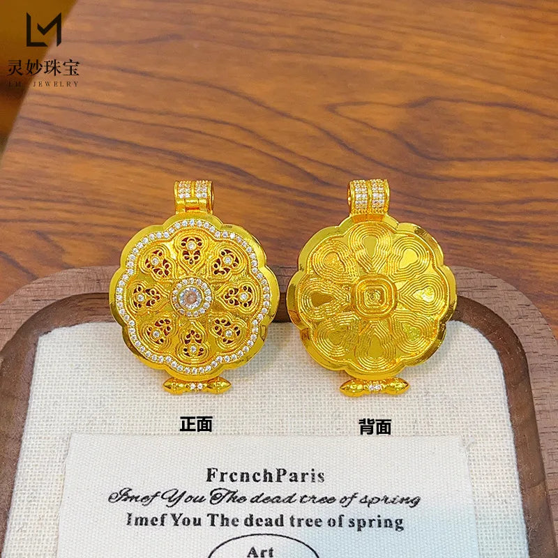 24K Real Gold Sand Dot Pendant – Classic Elegance, Timeless Craft