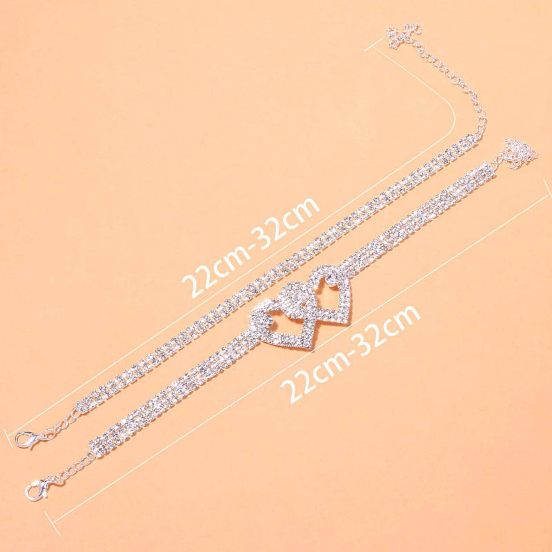 Dazzling Cubic Zirconia Anklet – Women’s Silver Chain Barefoot Sandal Jewelry