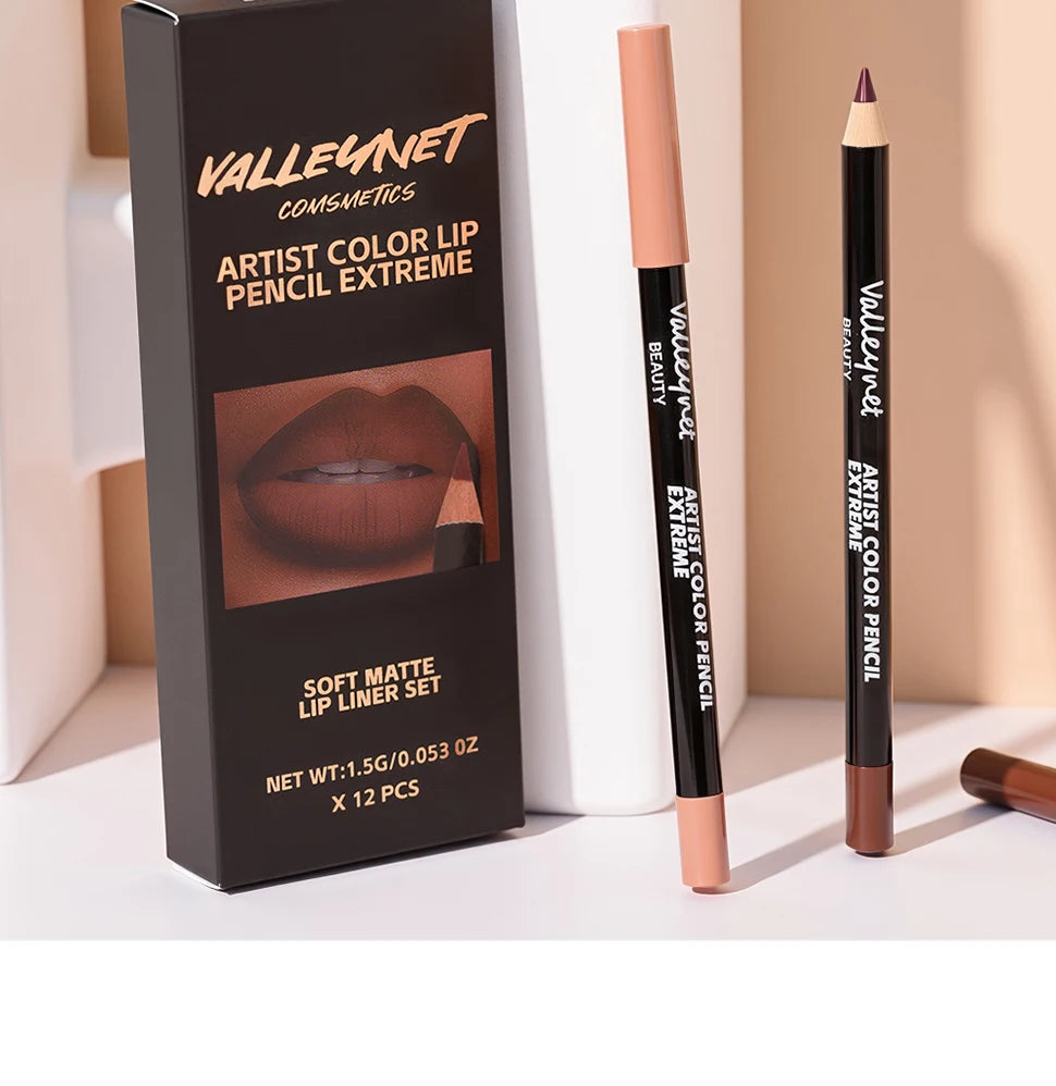 12pcs Matte Silky Lip Liner Set ✨
