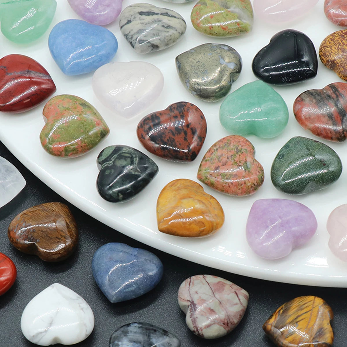 Natural Stone Heart Crystals – Rose Quartz, Amethyst & Gemstone Ornaments