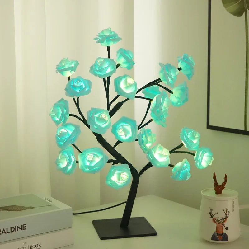 24-LED Rose Tree Table Lamp – Fairy Flower Night Light