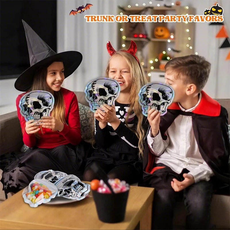 Halloween Skull Candy Bags – Self-Sealing Party Favor Pouches (10–100pcs)