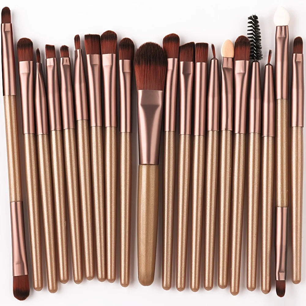 8/20-Piece Eye Makeup Brush Set – With Optional Sponges & Puffs