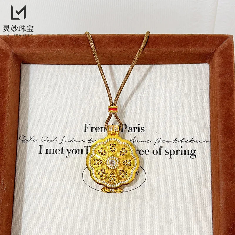 24K Real Gold Sand Dot Pendant – Classic Elegance, Timeless Craft