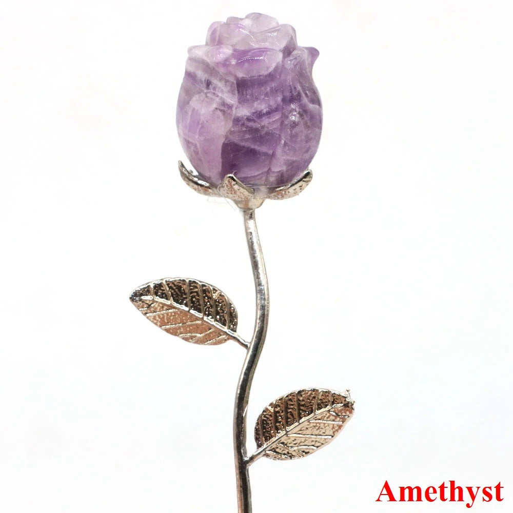 Crystal Carved Rose Flower – Natural Gemstone Decoration & Healing Gift