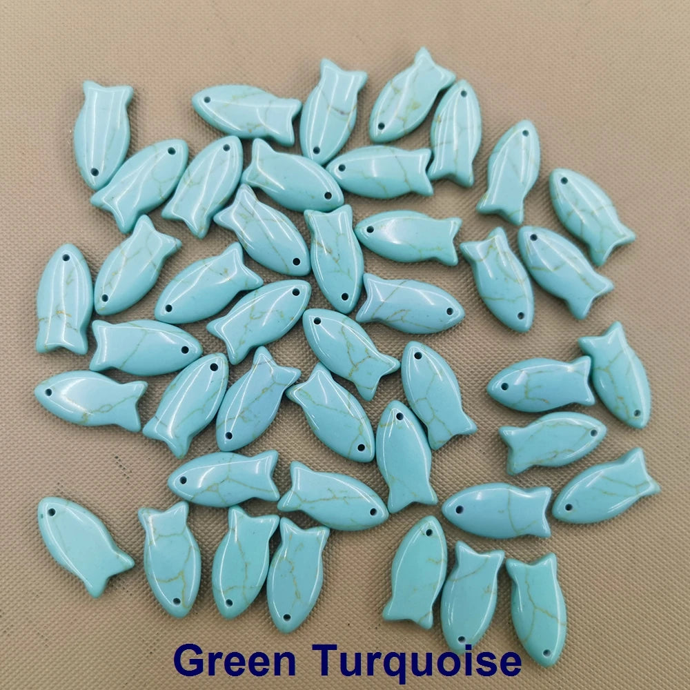 Small Fish Figurine Stone Pendant – Natural Crystal Gemstone for Jewelry & DIY Accessories