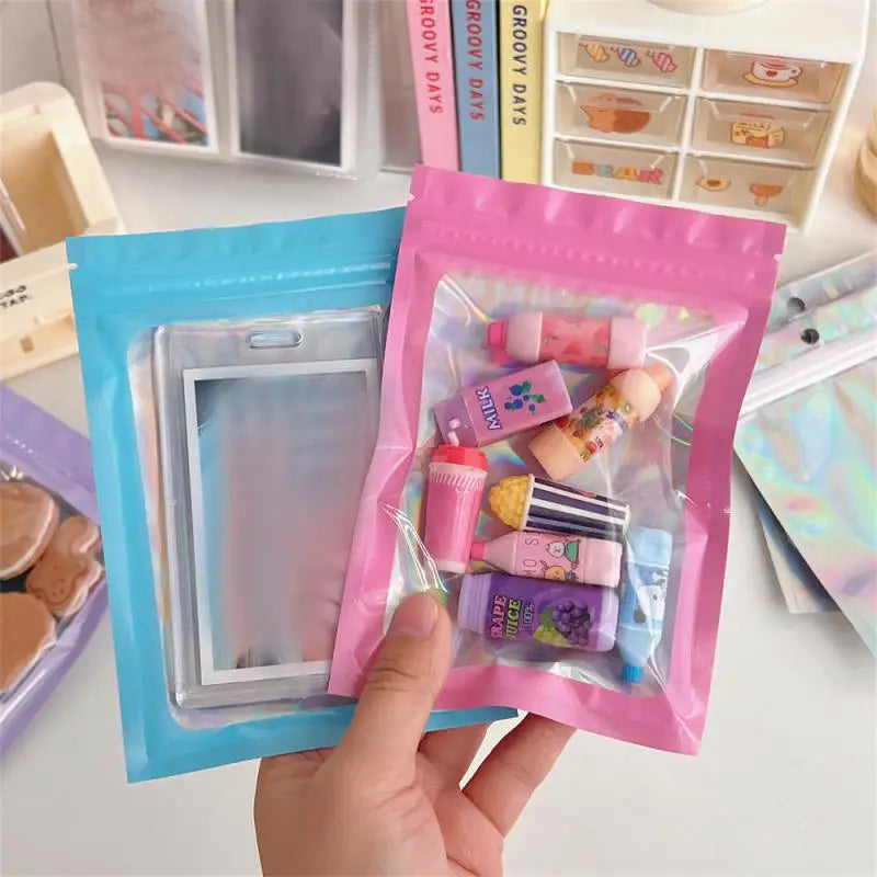 10pcs Holographic Smell-Proof Mylar Bags – Resealable Ziplock Pouches