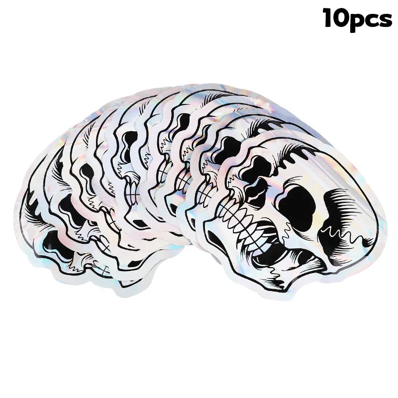Halloween Skull Candy Bags – Self-Sealing Party Favor Pouches (10–100pcs)