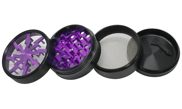 63mm Aluminum Alloy Grinder – 4-Layer Metal Herb & Spice Crusher with LED Lighting (5 Colors)