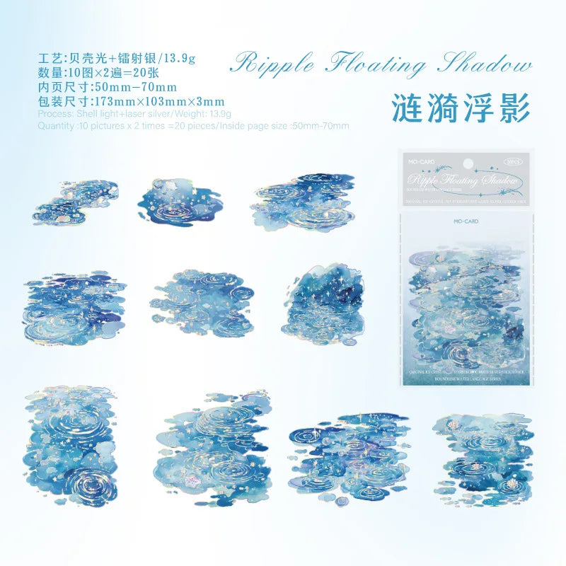 20pcs Kawaii “Boundless Waterspeak” Stickers – Dreamy Decor for Your Journal