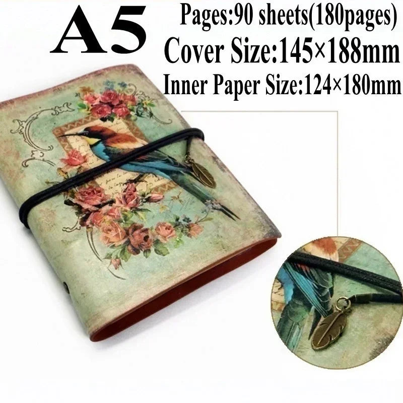 Vintage PU Leather Notebook – Kraft Paper Planner, Sketchbook & Writing Journal