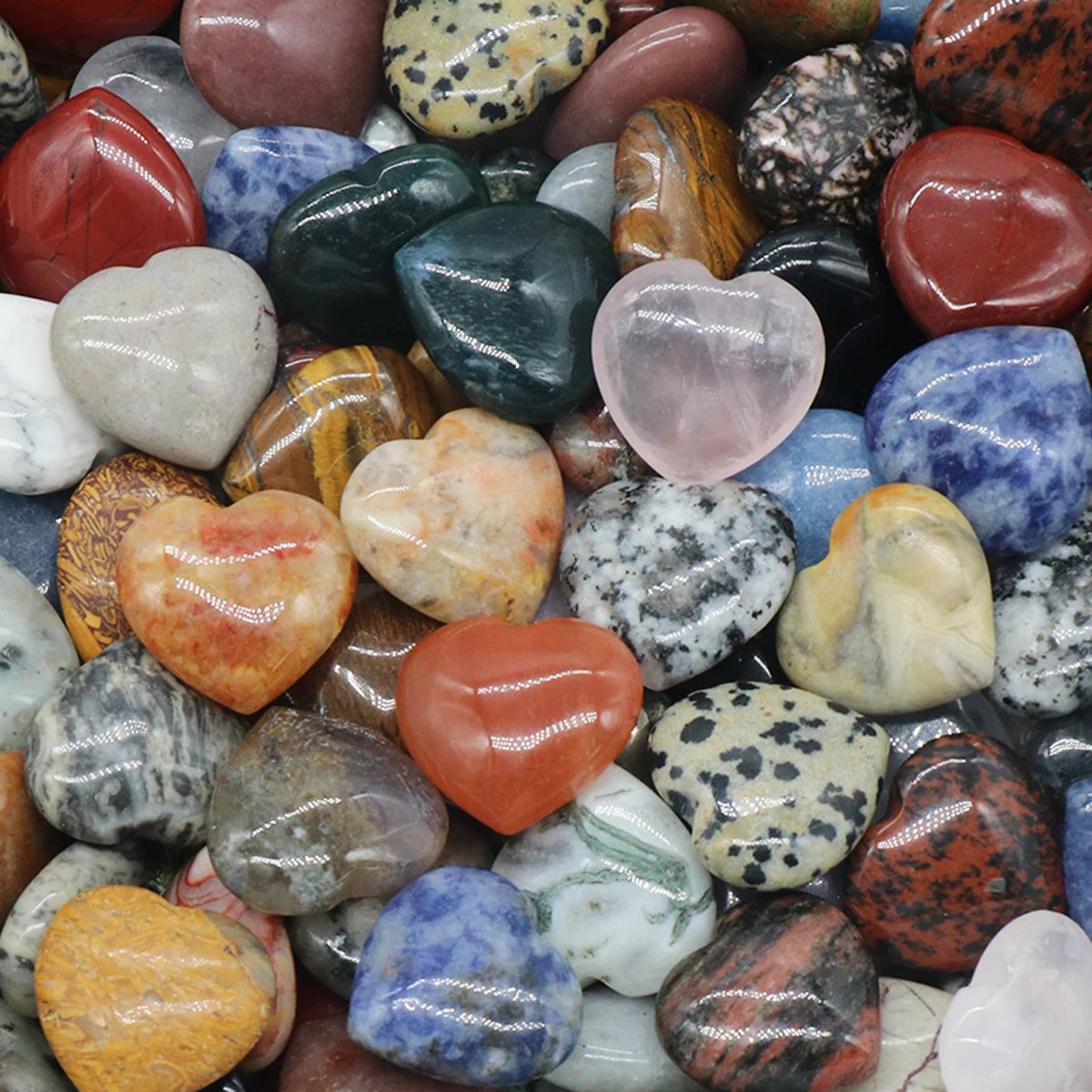 Natural Stone Heart Crystals – Rose Quartz, Amethyst & Gemstone Ornaments