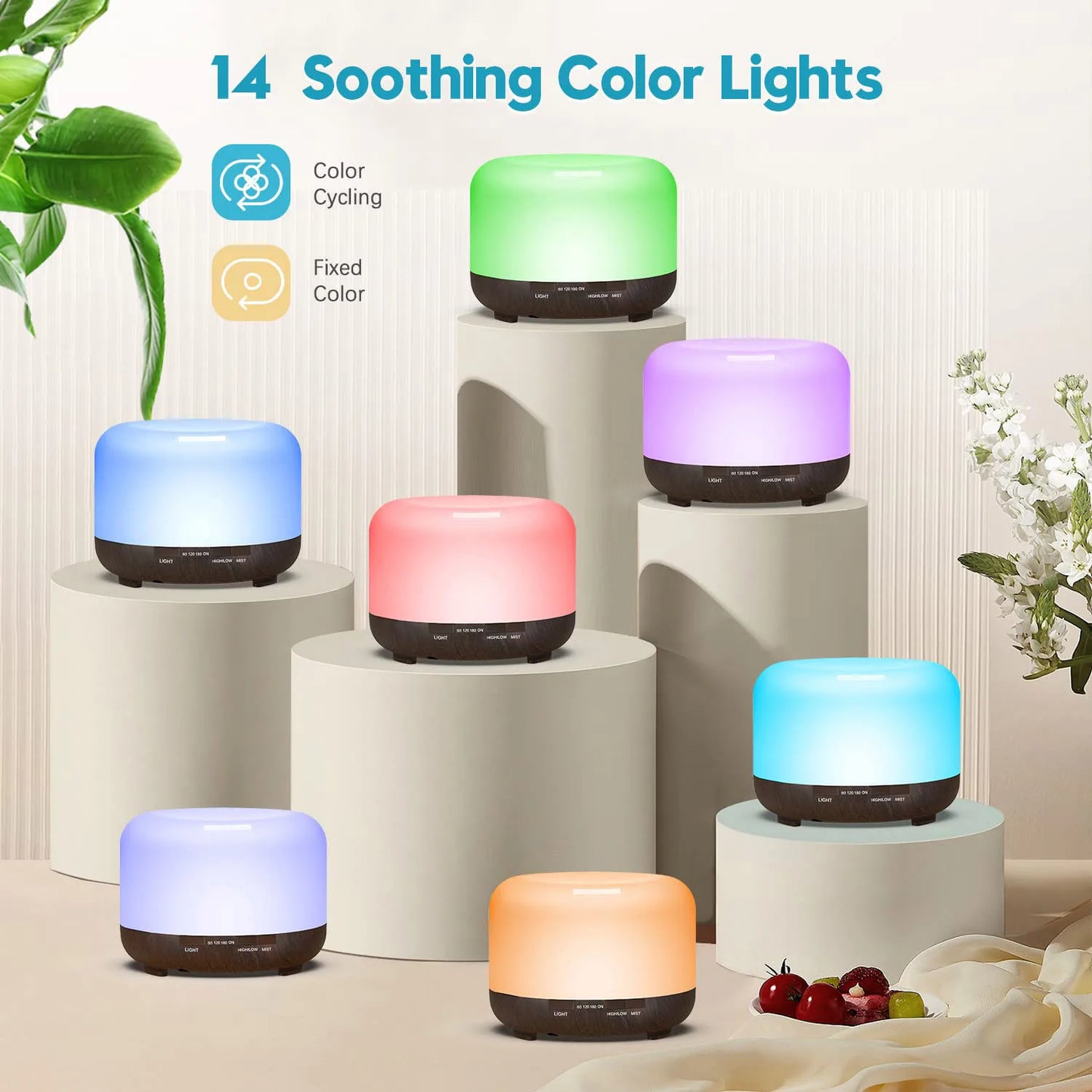 500ml Aromatherapy Oil Diffuser with 6-Bottle Essential Oil Set – Relaxing LED Aroma Humidifier