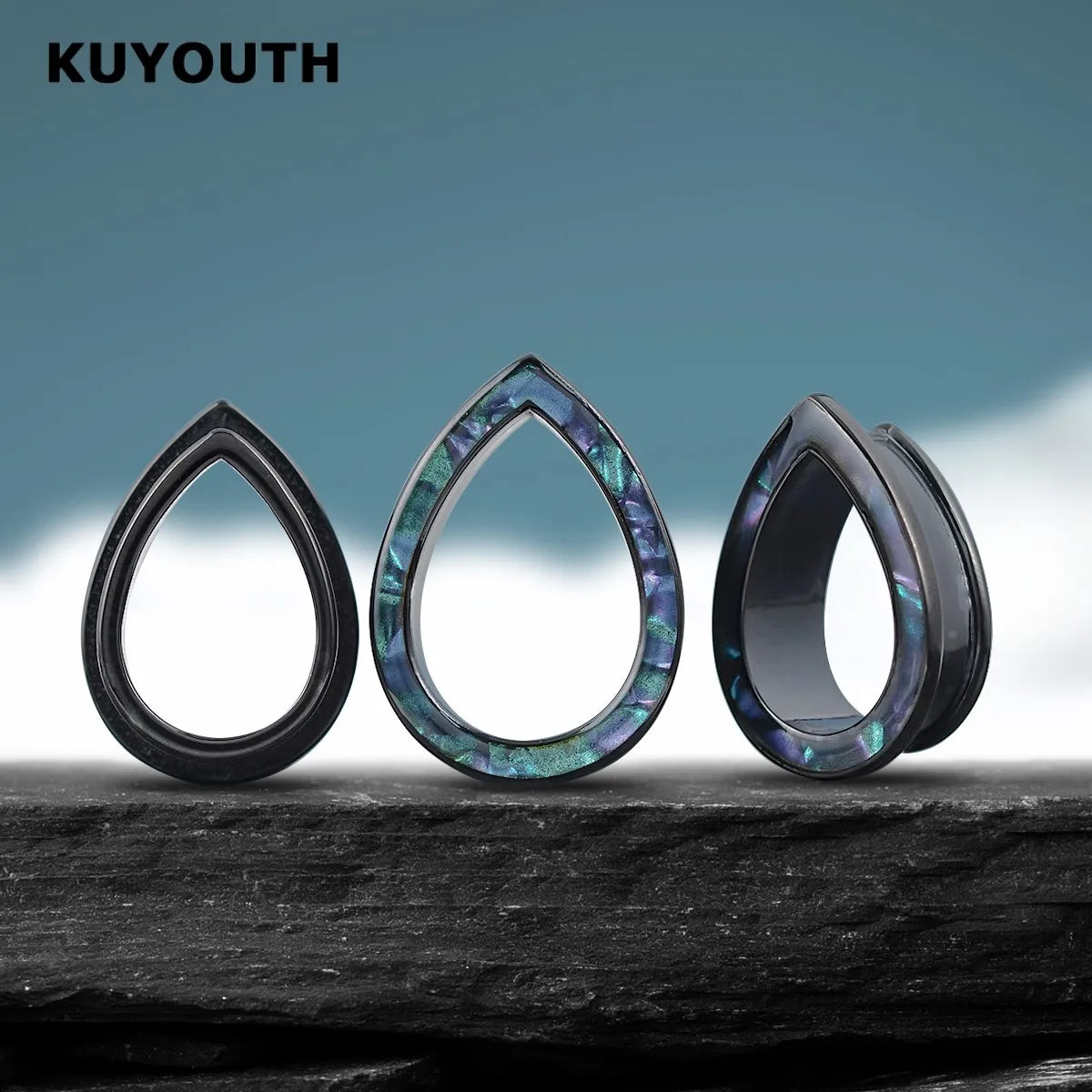 Shell Ear Gauges & Tunnels – Water Drop Stainless Steel Expanders (2PCS)