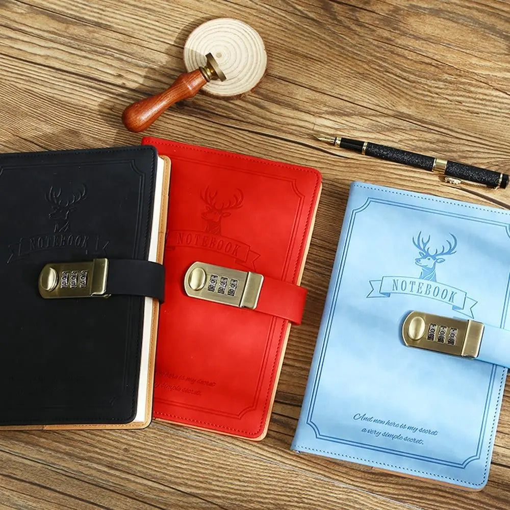 A5 Retro Password Lock Notebook – 200 Sheets Creative Thickened Diary & Stationery