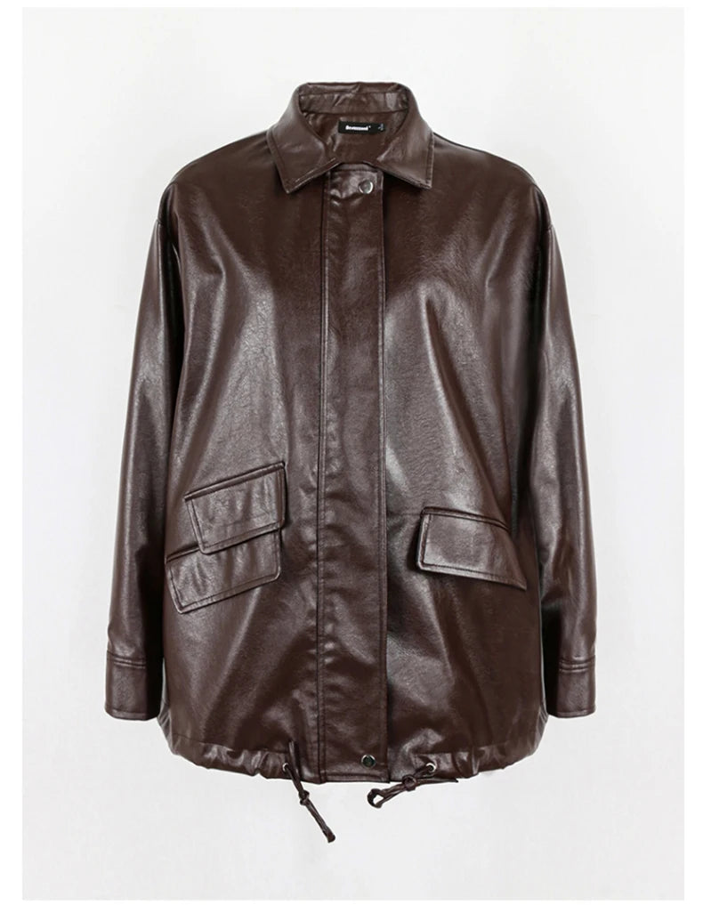 Oversized Faux Leather Jacket – Casual Cool Street Style