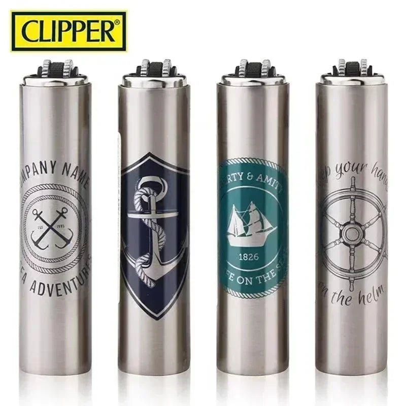 Metal Clipper-Style Butane Lighter – Sand Wheel Igniter (12-Pack)