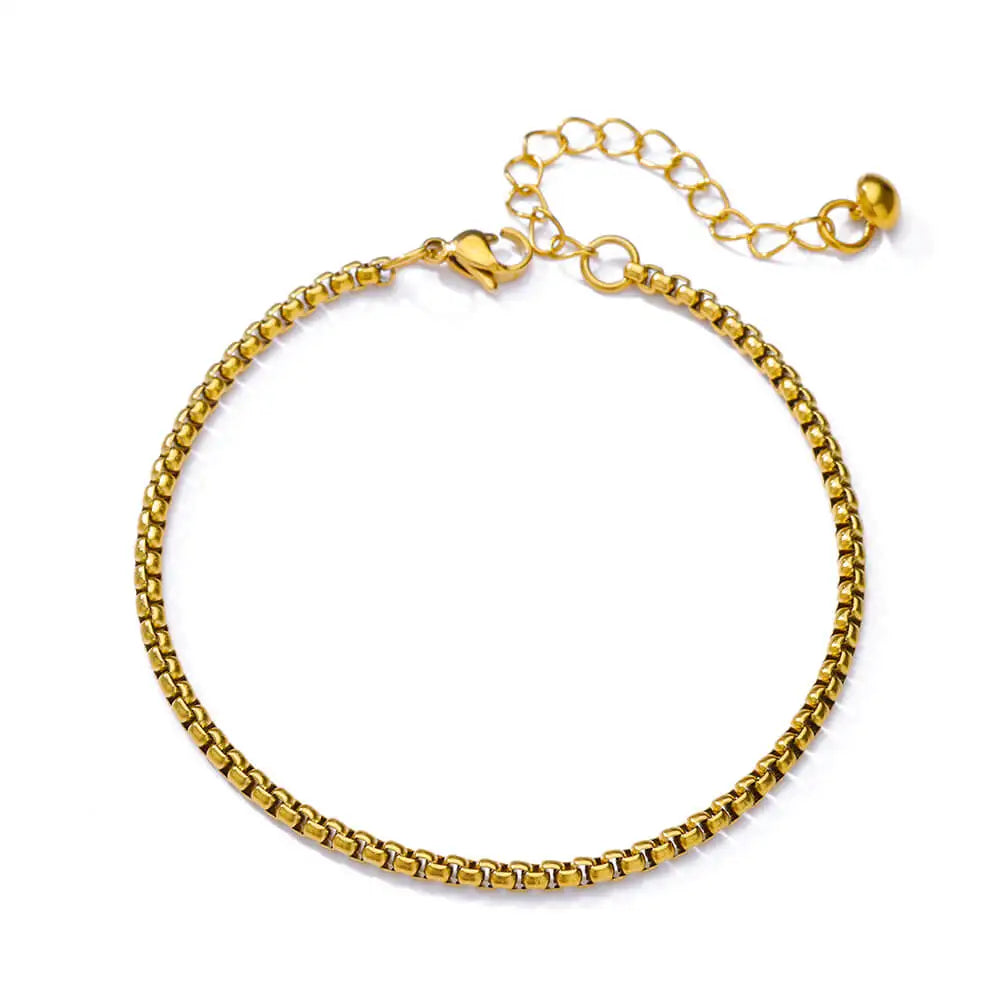 Chunky Figaro Chain Anklet – Unisex Stainless Steel Gold Anklet Jewelry (21+10cm)
