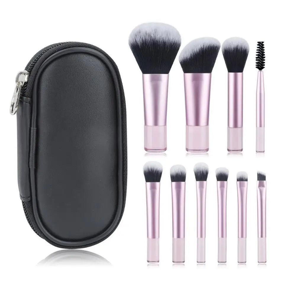 10-Piece Mini Makeup Brush Set – Portable Beauty Tools