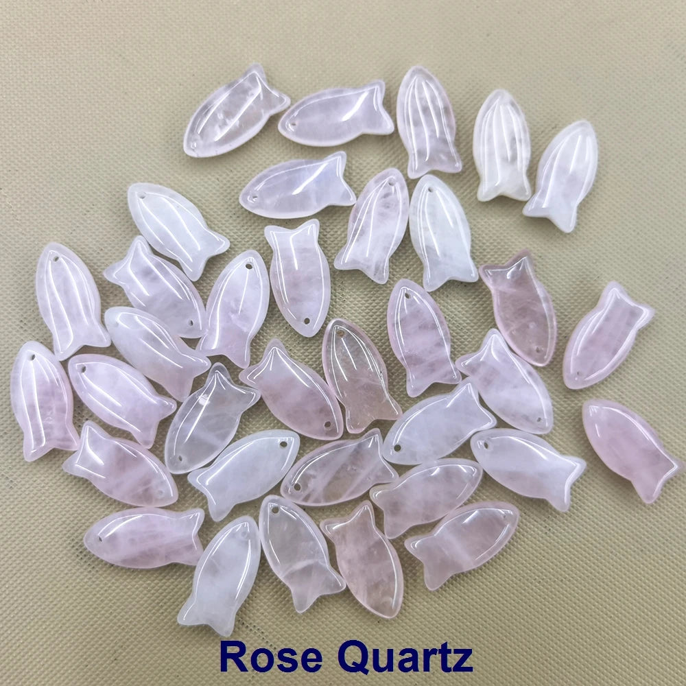 Small Fish Figurine Stone Pendant – Natural Crystal Gemstone for Jewelry & DIY Accessories