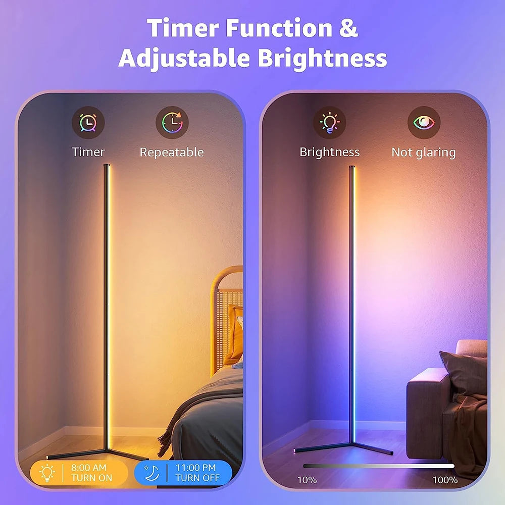 Dimmable RGB Corner Floor Lamp – Smart LED Mood Light (140cm)