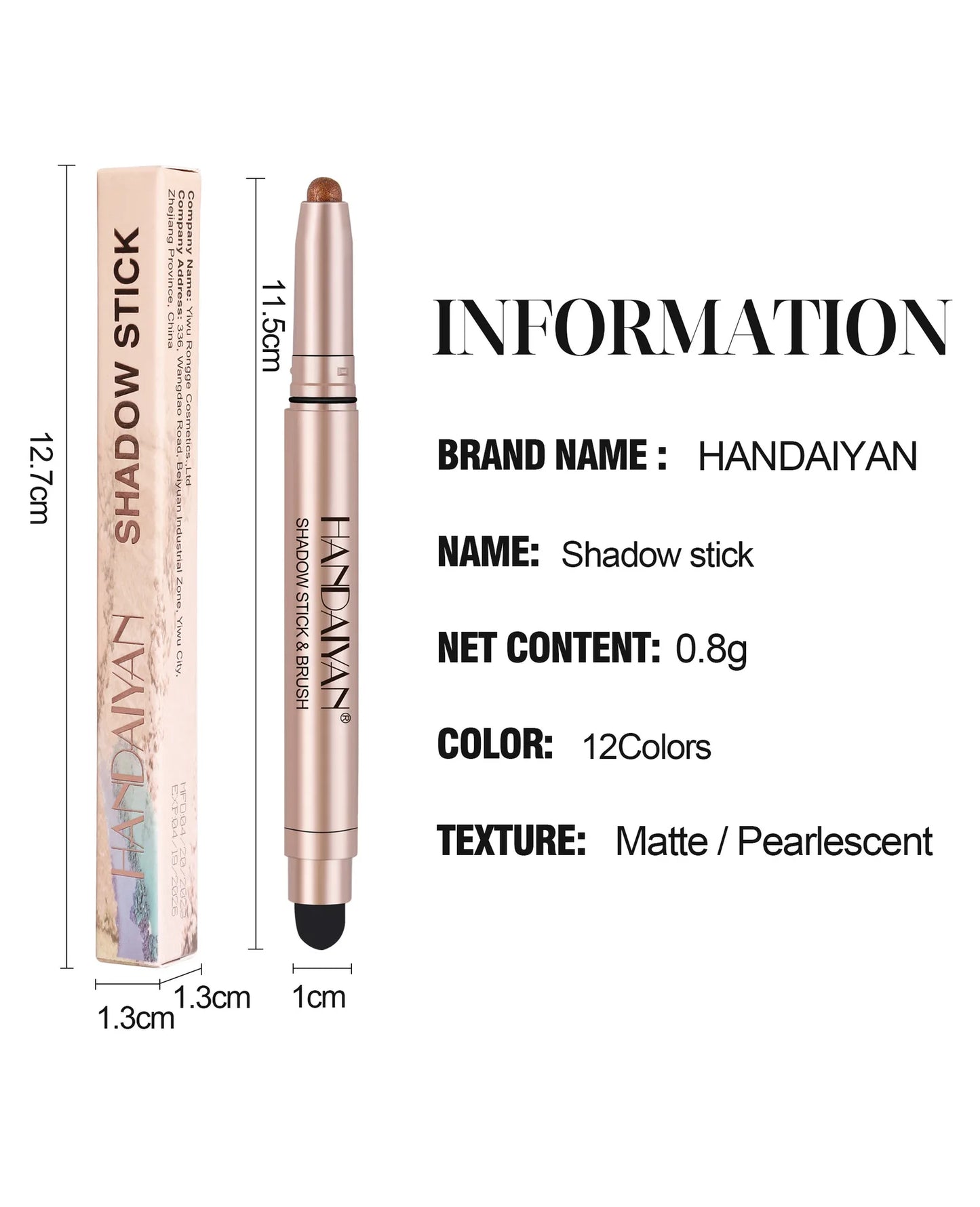 Double-Head Eyeshadow Stick – Shimmer & Matte Cream Pencil (Waterproof, Long-Lasting)