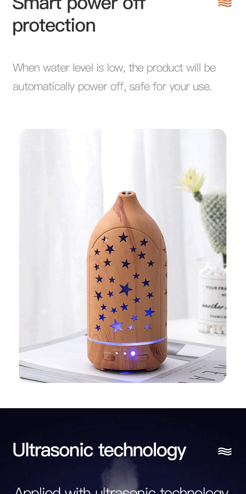 Ultrasonic Essential Oil Diffuser – 100ml LED Aromatherapy Humidifier with Adjustable Mist Modes