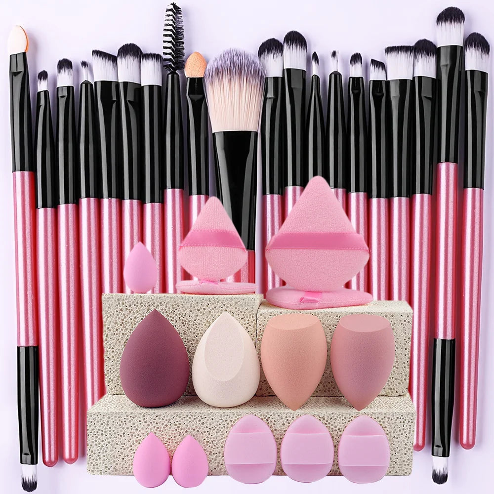 8/20-Piece Eye Makeup Brush Set – With Optional Sponges & Puffs