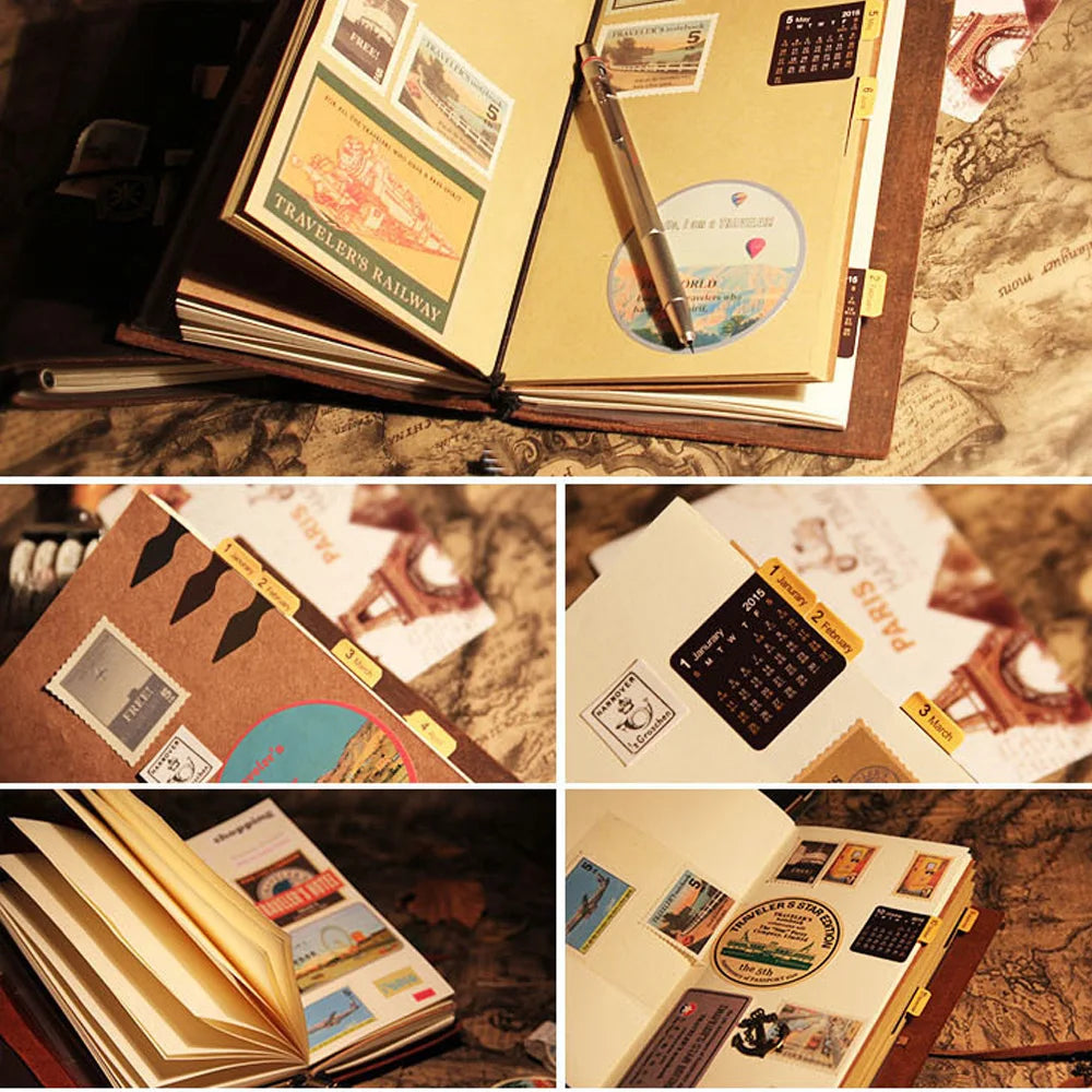 Genuine Leather Refillable Travel Journal – Handmade Retro Diary & Sketchbook