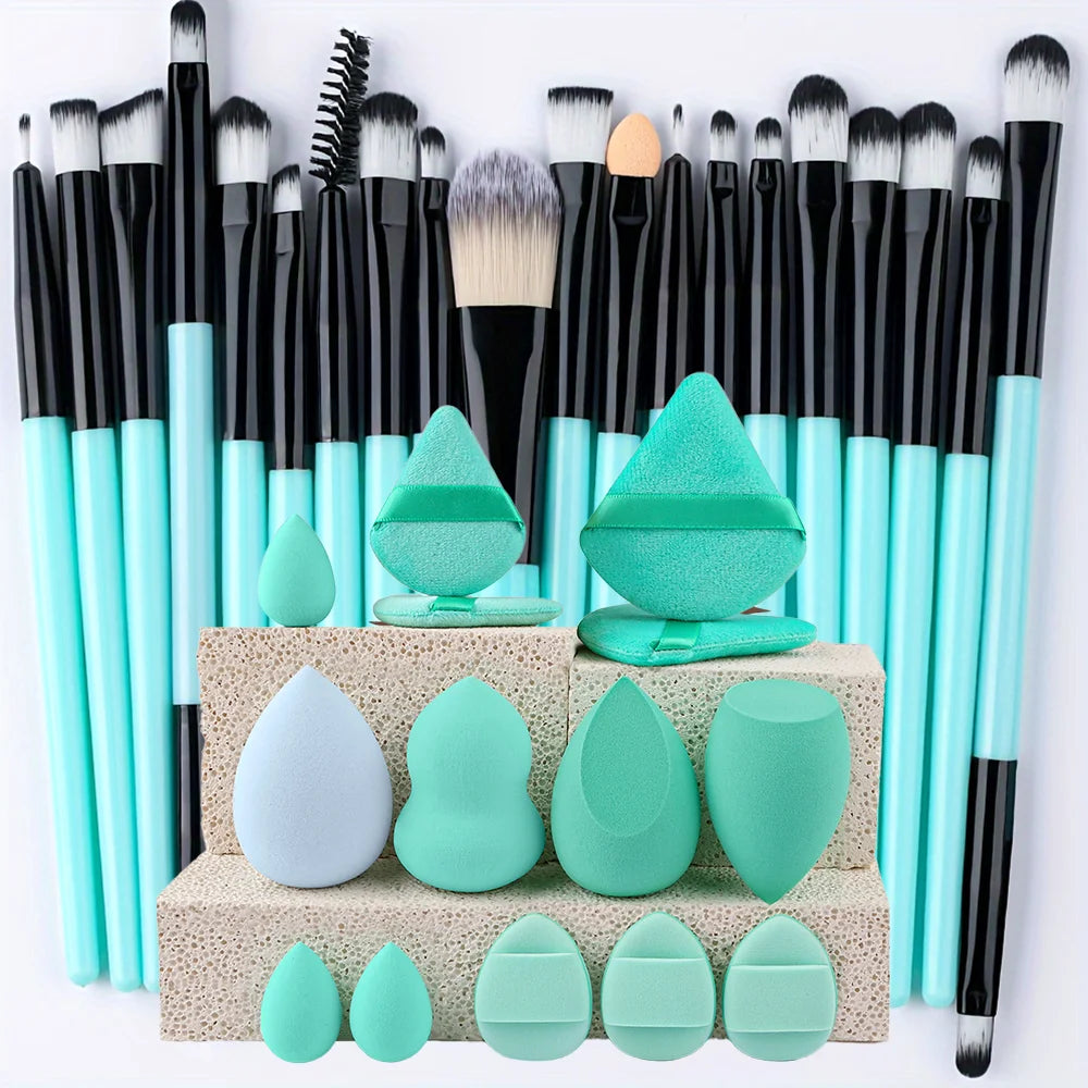 8/20-Piece Eye Makeup Brush Set – With Optional Sponges & Puffs